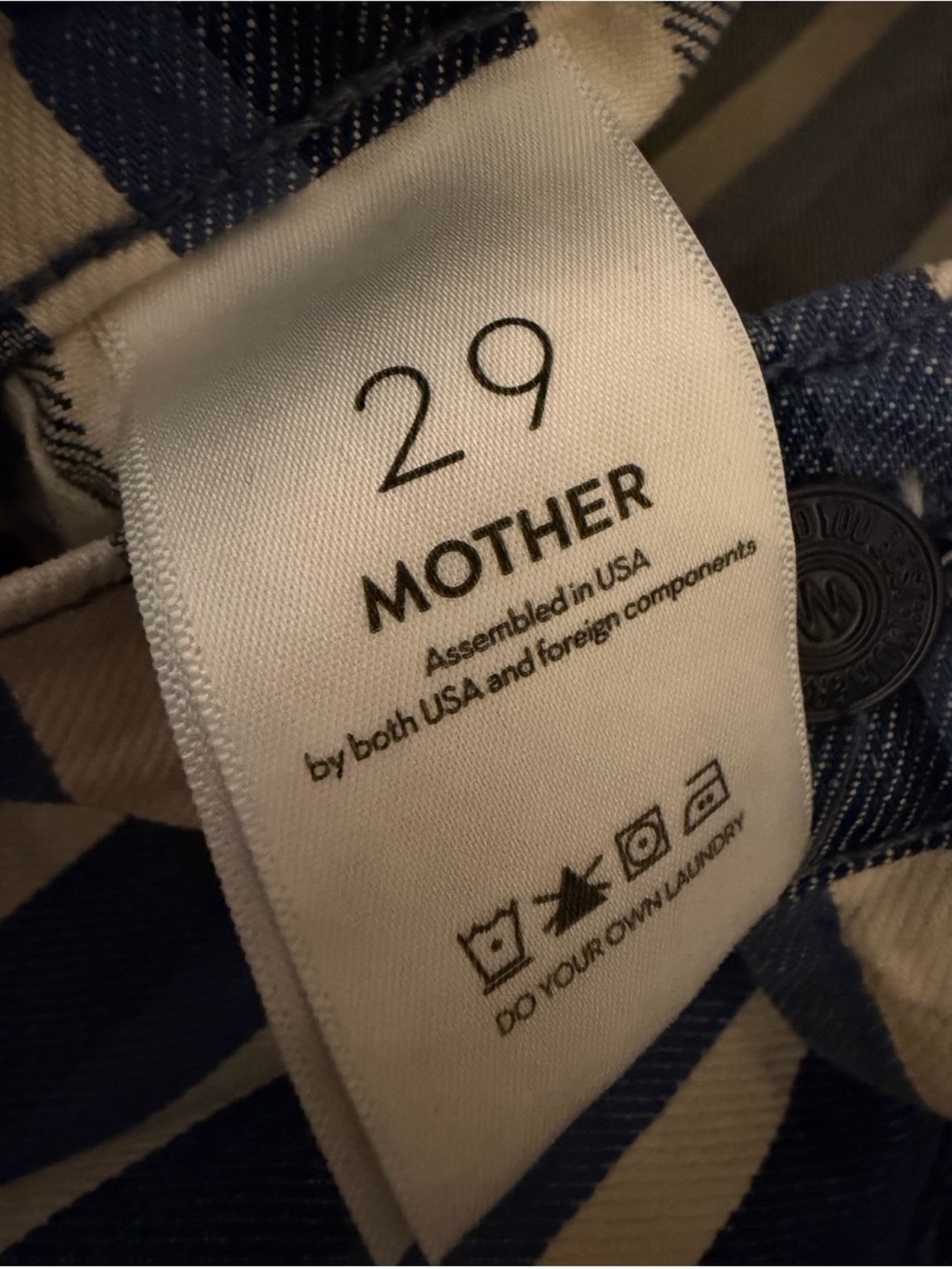 MOTHER The Patch Pocket Twister Sneak Mid-Rise Stripe Wide Leg Jeans 29 NWOT - Picture 7 of 10
